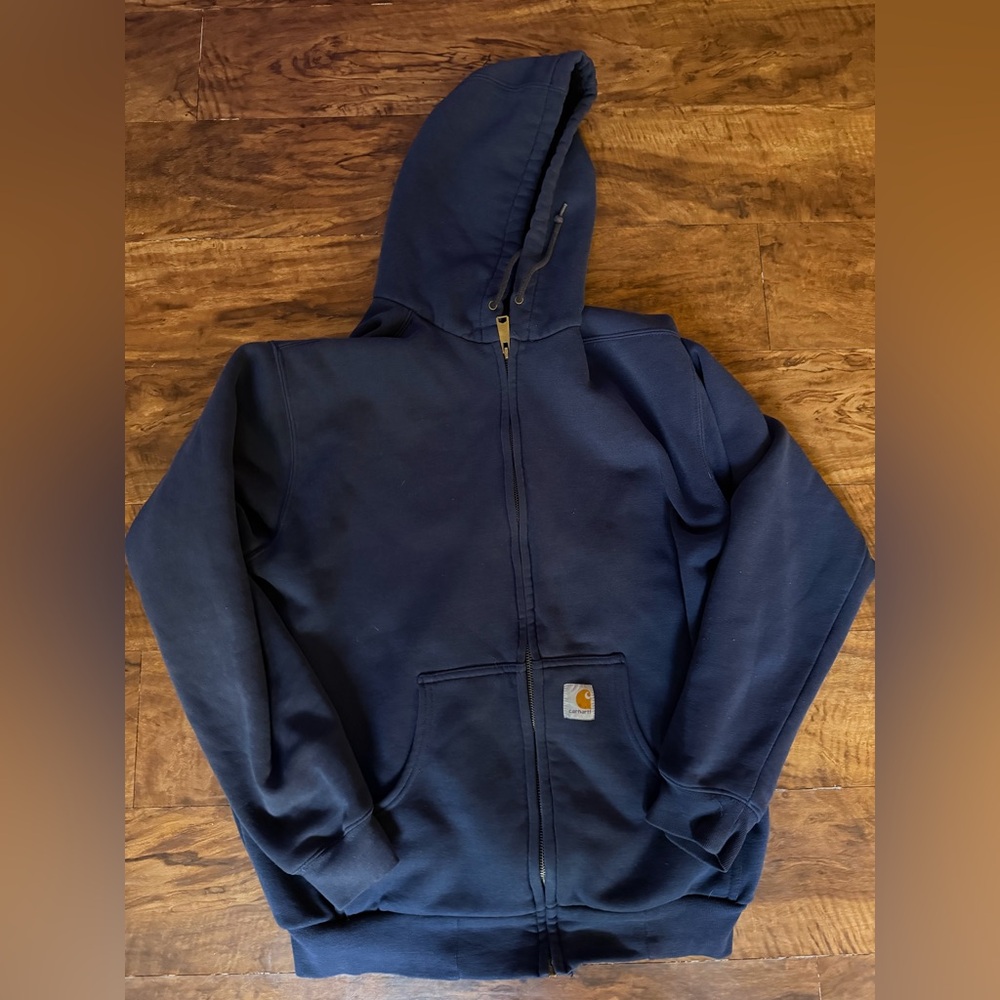 Vintage Men’s Carhartt Jacket Hooded Blue Workwear Sz M
